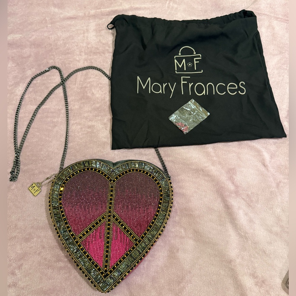 Mary Frances Love In Peace Crossbody Heart Bag